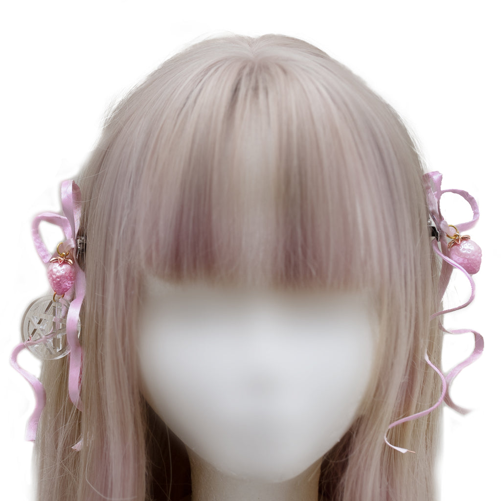Strawberry champagne hair clips set