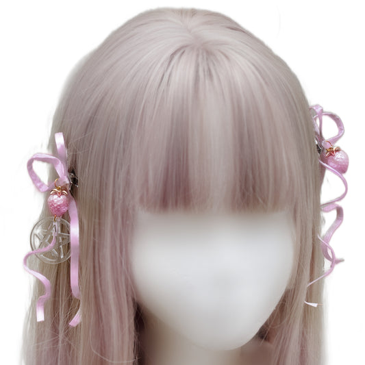 Strawberry champagne hair clips set