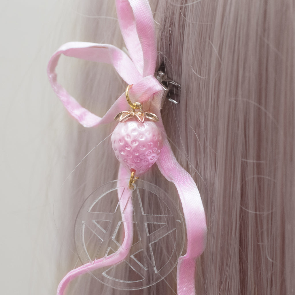 Strawberry champagne hair clips set