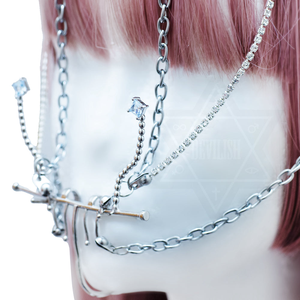 Hell Glam face chain harness