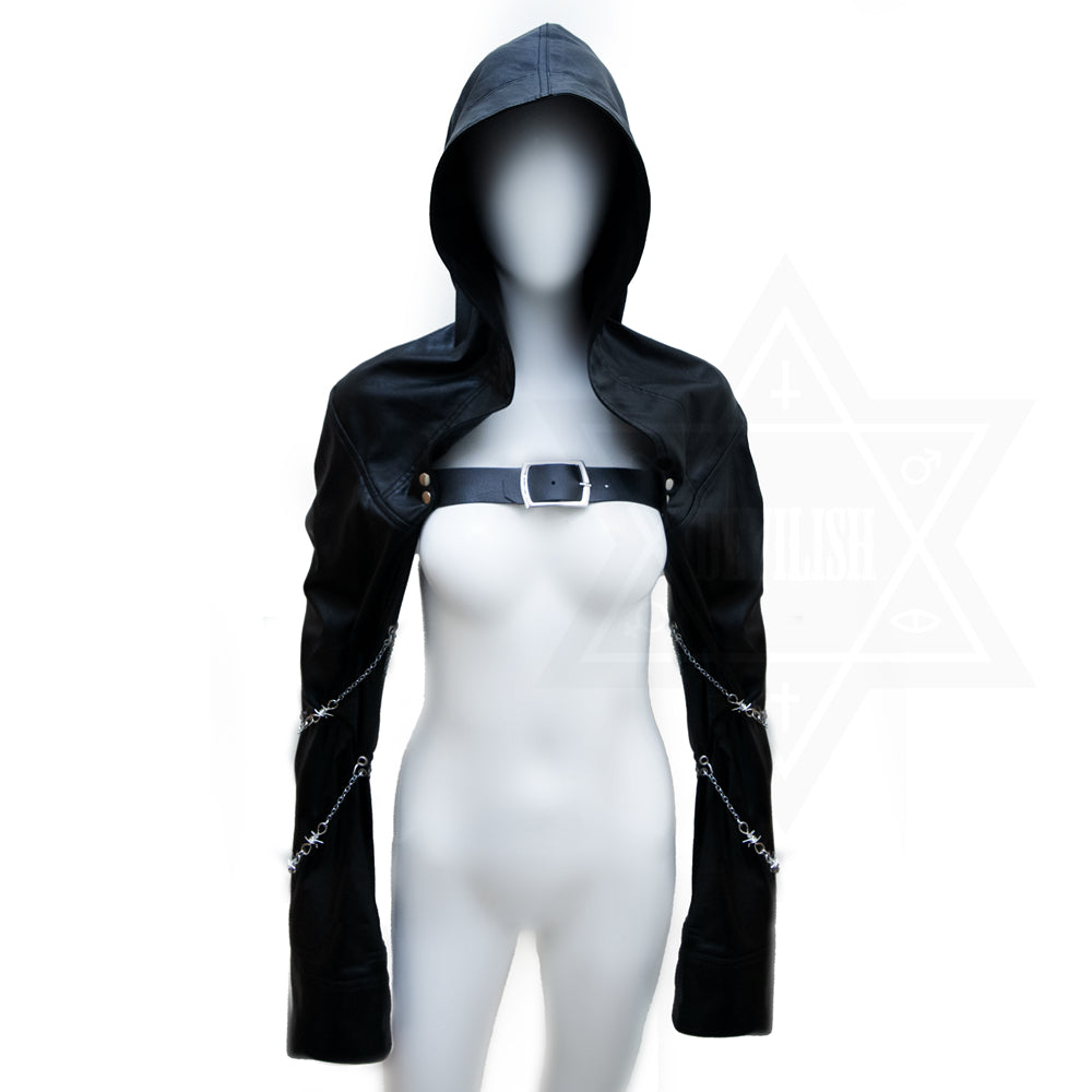 Leave me alone leather hoodie